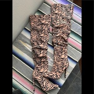 Fashion Nova animal print over the knee boots